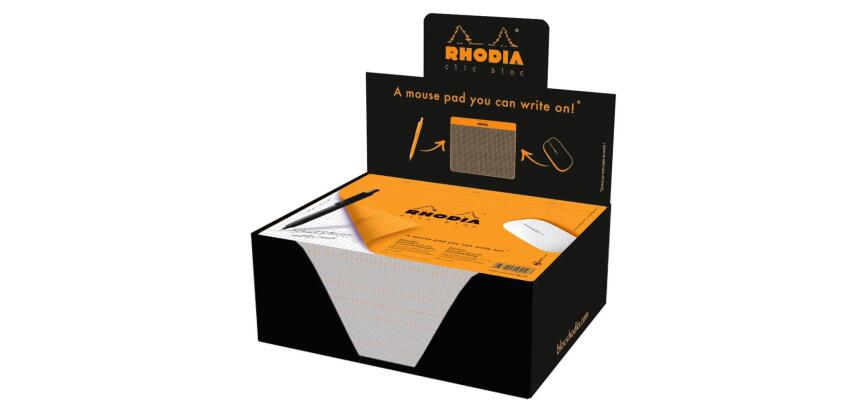 Tapis de souris Rhodia 19 x 23 cm 30 feuilles petits carreaux 5/5 en présentoir de 30 pièces - Orange