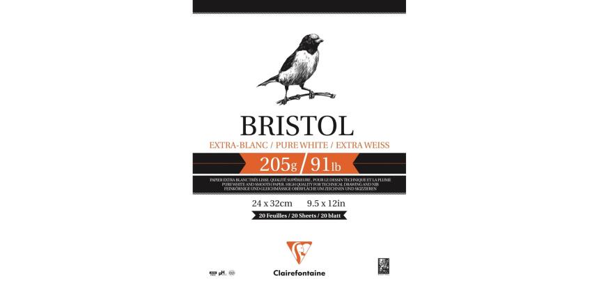 Bristol bloc collé 20F 24x32cm 205g