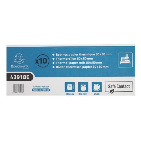 Kassenrolle 80mm x 76m, 1-lagig, thermisch, 52g, BPA-frei, Safe Contact - Weiß