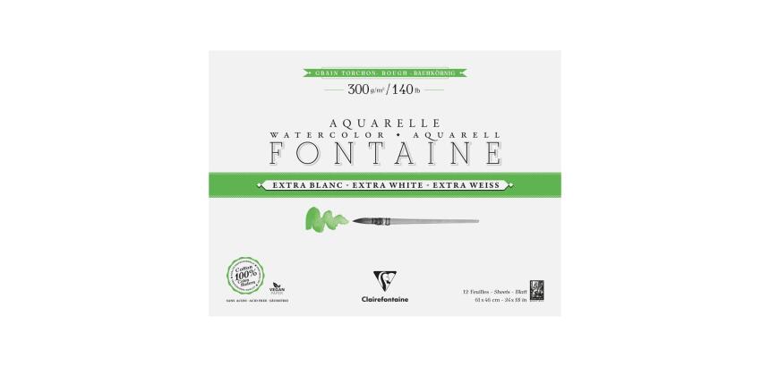 Fontaine Extra Blanc Grain Torchon bloc collé 4 côtés 12F 46x61cm 300g