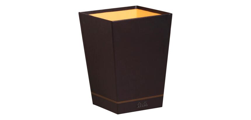 Rhodiarama corbeille à papier simili cuir italien 27x27x32 cm - Noir