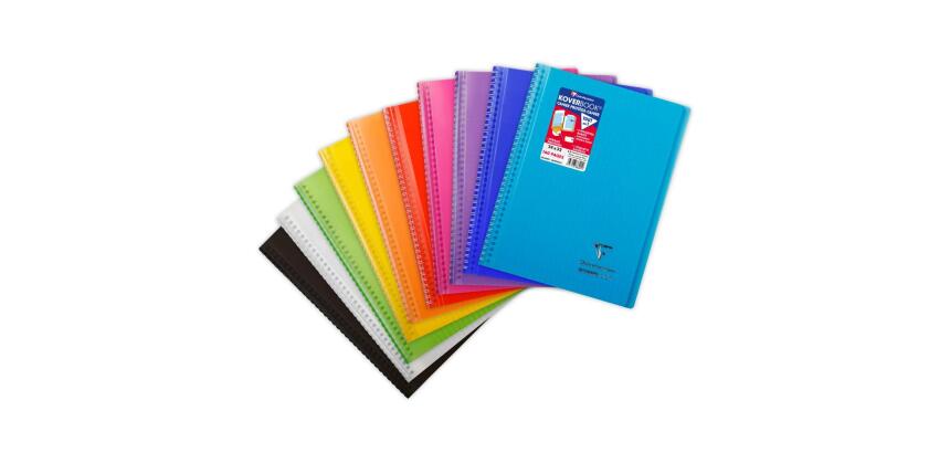 Cahier reliure intégrale enveloppante Koverbook 24x32cm 160 pages grands carreaux couverture polypropylène transparent - Assortis
