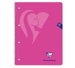 Cahier à spirale Mimesys A4+ 160 pages détachables perforées 4 trous petits carreaux et cadre en-tête couverture carte souple - Assortis