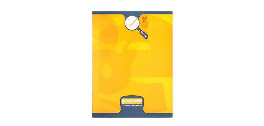 Cahier d'écriture piqué 8000 CARTE 17x22 cm 32 pages grands carreaux 2,5 mm agrandis 10x10 mm 90 g - Jaune