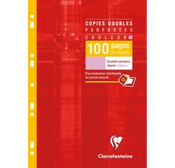 Copies doubles de couleur sous étui A4 100 pages perforées grands carreaux
