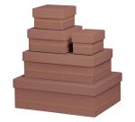 Rhodiarama set 5 boîtes gigognes simili cuir italien 44x34x16 cm - Bois de rose