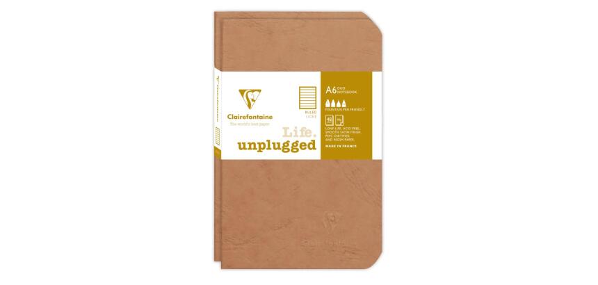 Set of 2 stapled notebooks Age Bag 9x14 96 lined pages - Tobacco