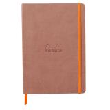 Rhodiarama carnet souple A5 160 pages ligné papier ivoire 90g fermeture élastique - Bois de rose