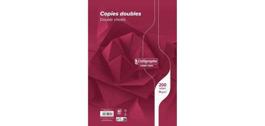 Copies doubles sous film 7000 A4 200 pages non perforées petits carreaux 70 g