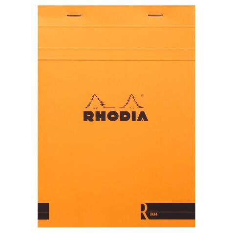 Bloc agrafé Rhodia le R N°16 14,8x21 cm 70 feuillets ligné 90g - Orange