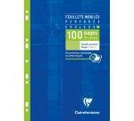 Feuillets mobiles de couleur sous étui A4 100 pages perforées grands carreaux