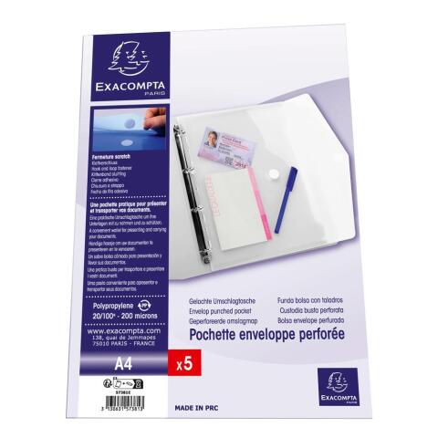 Fundas en forma de sobre con taladros A4 2/100e Polipopileno reciclado - Incoloro