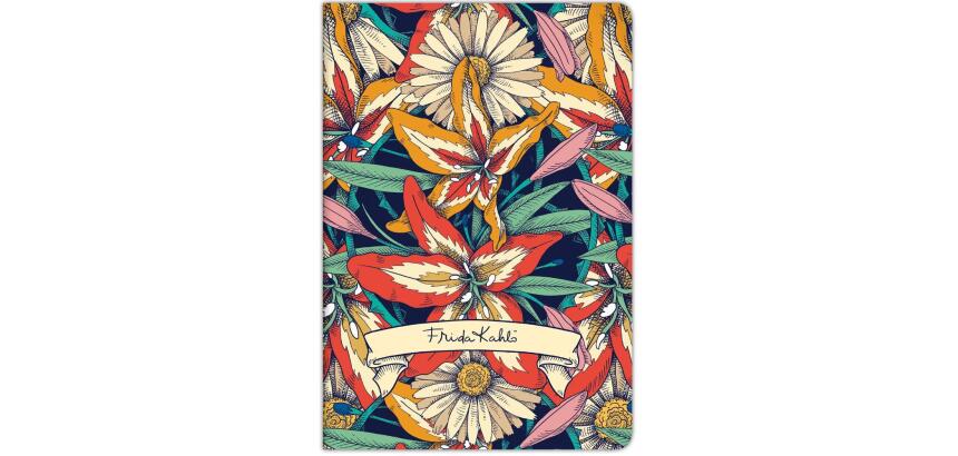 Frida Kahlo, Cahier piqué cousu fil A4 21 x 29,7 cm, 96 pages, ligné + marge, ass.
