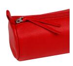 CUIR TEINTE Trousse ronde Ø5,5x22 cm - Rouge