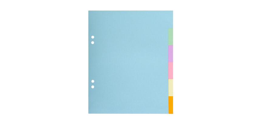 Intercalaires carte pastel 170g Forever 6 positions - 17x22cm - Couleurs assorties pastel