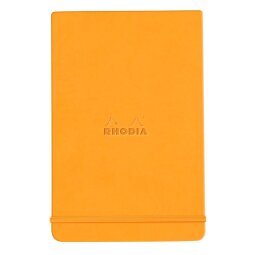 Rhodiarama Webnotepad rembordé rigide A5 192 pages ligné microperforé papier ivoire 90g fermeture élastique - Orange