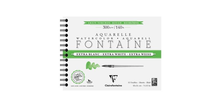 Fontaine Extra Blanc Grain Torchon album spiralé 12F 18x24cm 300g