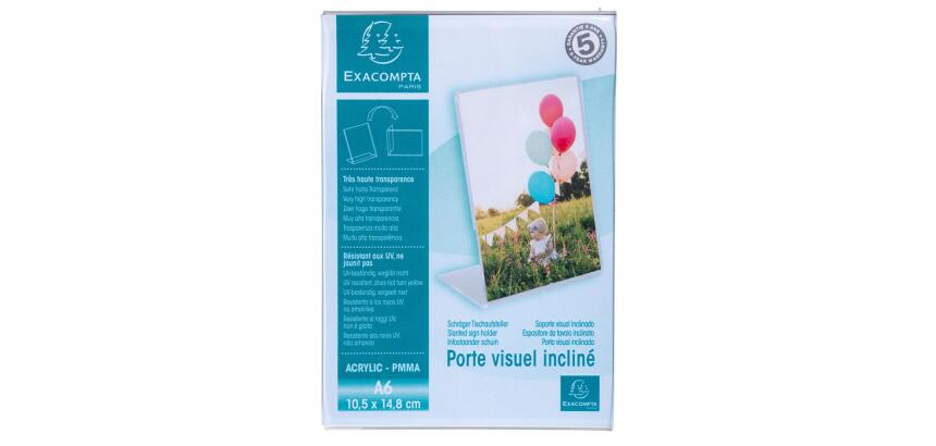 Exacompta A6 Tilted Sign Holder - Crystal