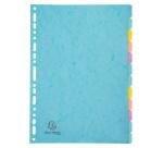 Intercalaires carte lustrée 400g/m2 Aquarel 12 positions - A4 - Couleurs assorties