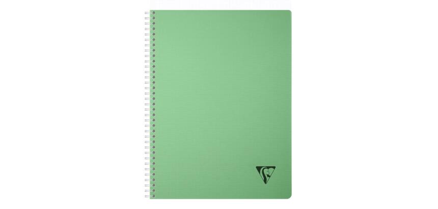 Cahier reliure intégrale Linicolor ESSENCE A4 180 pages petits carreaux couverture plastique polypropyène rainuré - Vert sauge