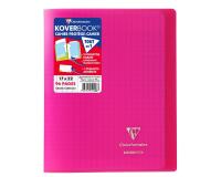 Cahier piqué Koverbook 17x22cm 96 pages grands carreaux couverture polypropylène transparent - Rose