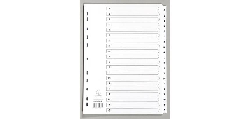 Intercalaires imprimés à touches plastifiées - 20 touches AZ - A4 - Blanc
