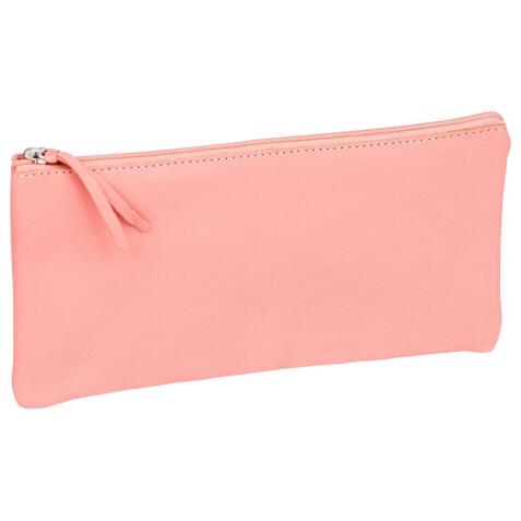 CUIR TEINTÉ Trousse plate 22x11 cm Corail