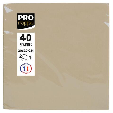 Paquet de 40 serviettes micro-gaufrées ouate 2 plis - 38x38 cm