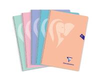 Cahier à spirale Mimesys Folio 21,5x31cm 160 pages quadrillé 4x4 + marge couverture carte souple couleurs pastel - Assortis