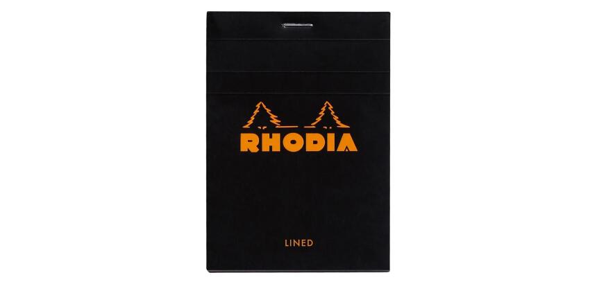 Bloc agrafé Rhodia N°12 8,5x12 cm 80 feuillets ligné 80g - Noir