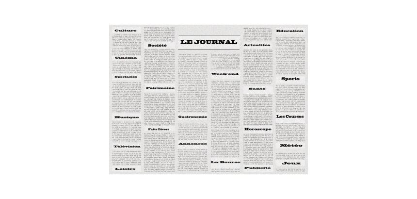 Barquette de 400 sets de table papier gaufré recyclé 80g/m2, Journal Vintage - Format 30x40cm - Journal Vintage