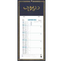 Calendrier mensuel Skytos avec feuillets détachables 15,5 x 28,5 cm sur support plaque imprimée 19 x 41 cm 2026 - Couleurs assorties