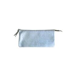 PLUME Grande pochette 2 compartiments en Daim irisé 22x11cm - Bleu