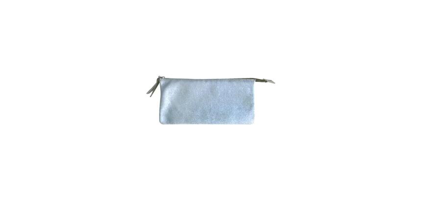 PLUME Grande pochette 2 compartiments en Daim irisé 22x11cm - Bleu