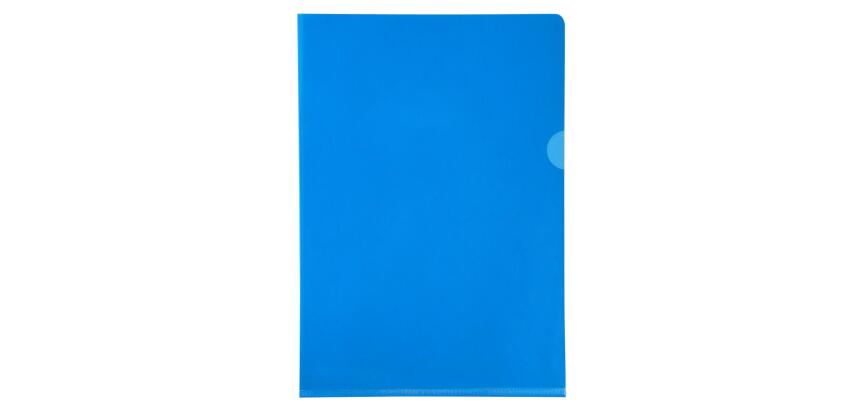 Etui carton de 100 pochettes coin PVC lisse haute résistance 13/100e - A4 - Bleu