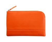 Rhodiarama pochette zippée en simili cuir - taille S (11x17 cm) - Tangerine