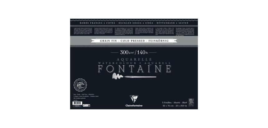 Fontaine Noir paquet 4 bords frangés 5F 56x76cm 300g grain fin