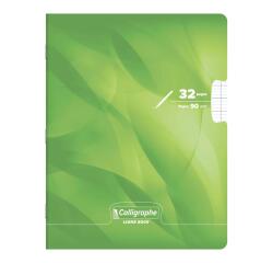 Cahier d'écriture piqué 8000 CARTE 17x22 cm 32 pages grands carreaux 3 mm agrandis 12x12 mm 90 g - Vert anis