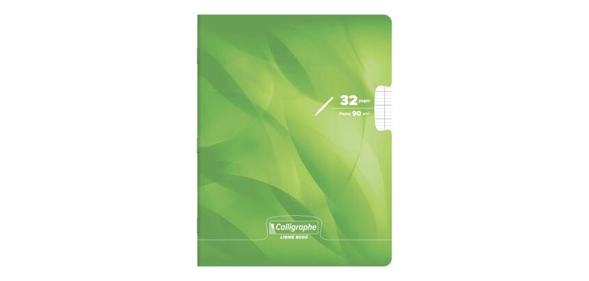 Cahier d'écriture piqué 8000 CARTE 17x22 cm 32 pages grands carreaux 3 mm agrandis 12x12 mm 90 g - Vert anis