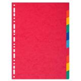 Intercalaires carte lustrée 225g 10 positions - A4 - Couleurs assorties