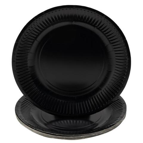 Platos de cartón sin plástico - Ø 23 cm - Negro