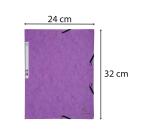 Chemise exacompta 3 rabats carte lustree 355gr a4        fermeture elastique etiquette coloris violet lot 10 unites