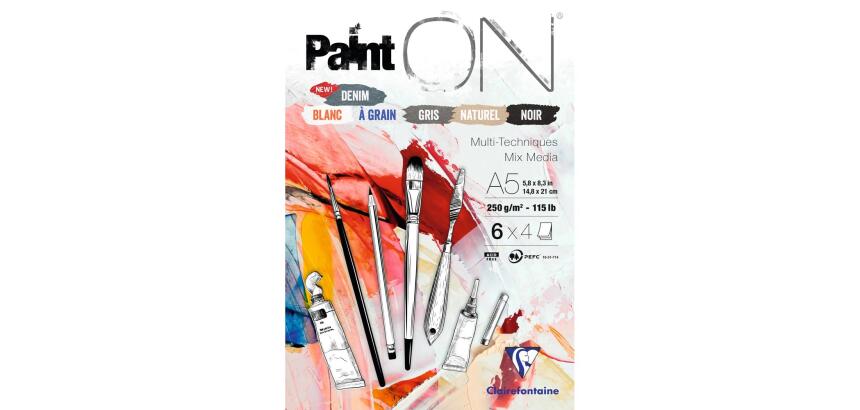 Paint'ON n°6 bloc collé 24F A5 250g assorti 6x4F - Assortiment