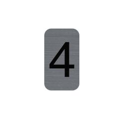 Zefklevende plaat kunst alu cijfer 4 2,5 x 4,4 cm - grijs