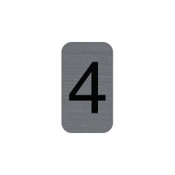 Sign adhesive aluminium effect Number 4 2.5x4.4 cm - Grey