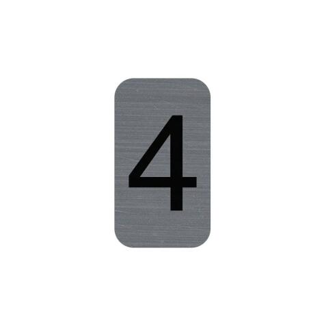 Plaque adhésive imitation Aluminium Chiffre 4 2,5x4,4 cm - Gris