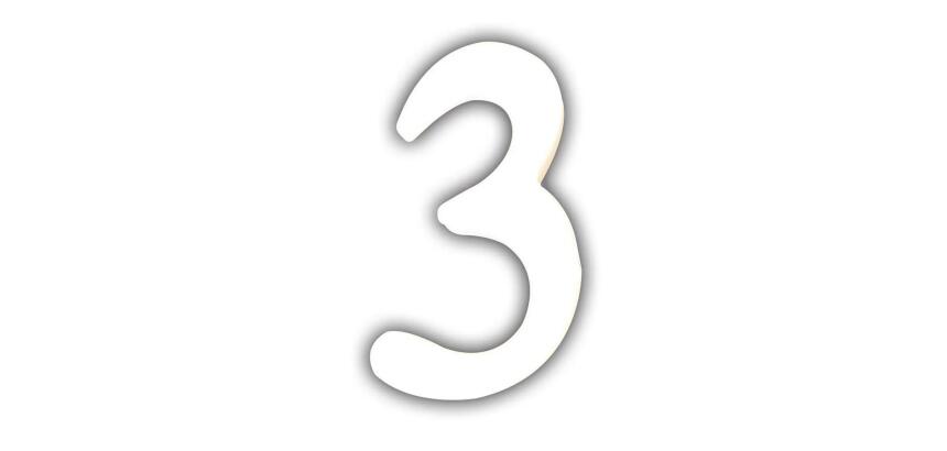 Petit chiffre 3 12cm - Blanc
