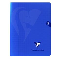 Mimesys cahier piqué 17x22cm 48 pages grands carreaux couverture polypropylène - Bleu marine