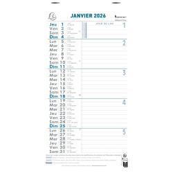 Calendrier bloc mensuel avec feuillets détachables sans support 15,5 x 28,5 cm 2026