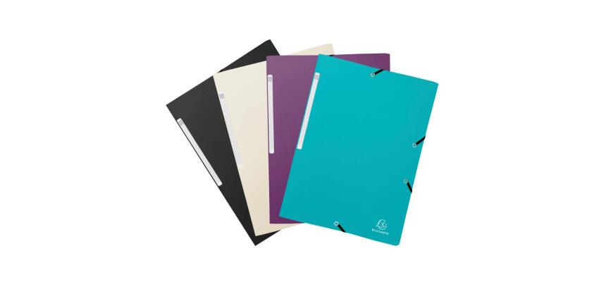 Chemises à élastiques 3 rabats PP recyclé Titane - A4 - Couleurs assorties